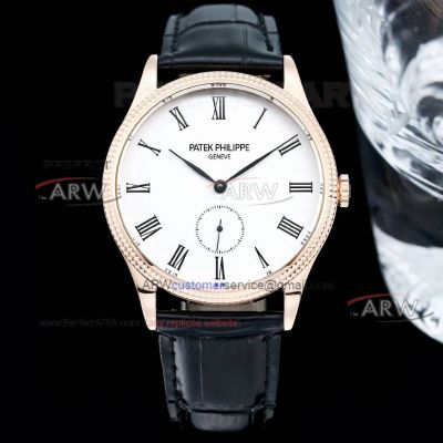 Swiss clone Patek Philippe Calatrava 3919 Rose Gold White Dial 39MM